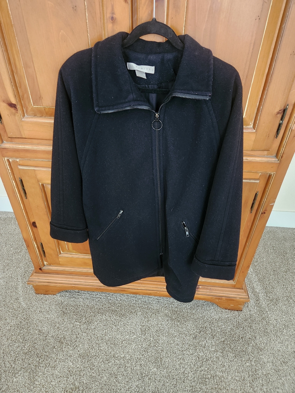 The Limited Black Zip-Up Pea Coat